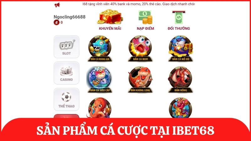 Những sản phẩm giải trí và cá cược đa dạng được nhà cái ibet68 cung cấp