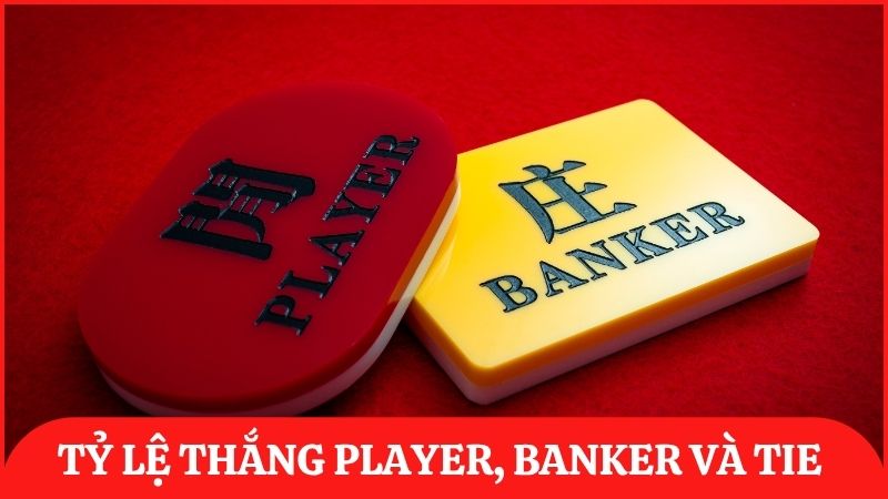 So sánh tỷ lệ thắng giữa 3 cửa Player, Banker và Tie trước khi đặt cược