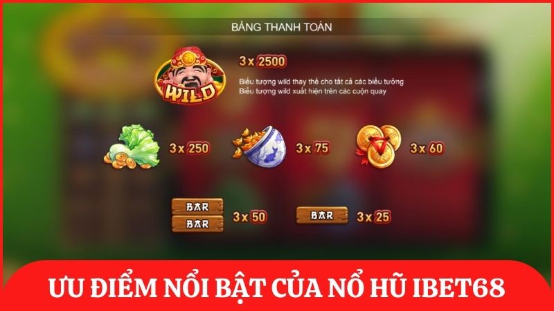 Ưu điểm nổi bật tạo nên sự khác biệt và hấp dẫn cho nổ hũ tại ibet68